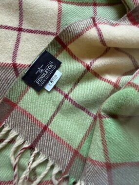 Pendleton 100% Wool Plaid Fringe Throw Blanket EUC